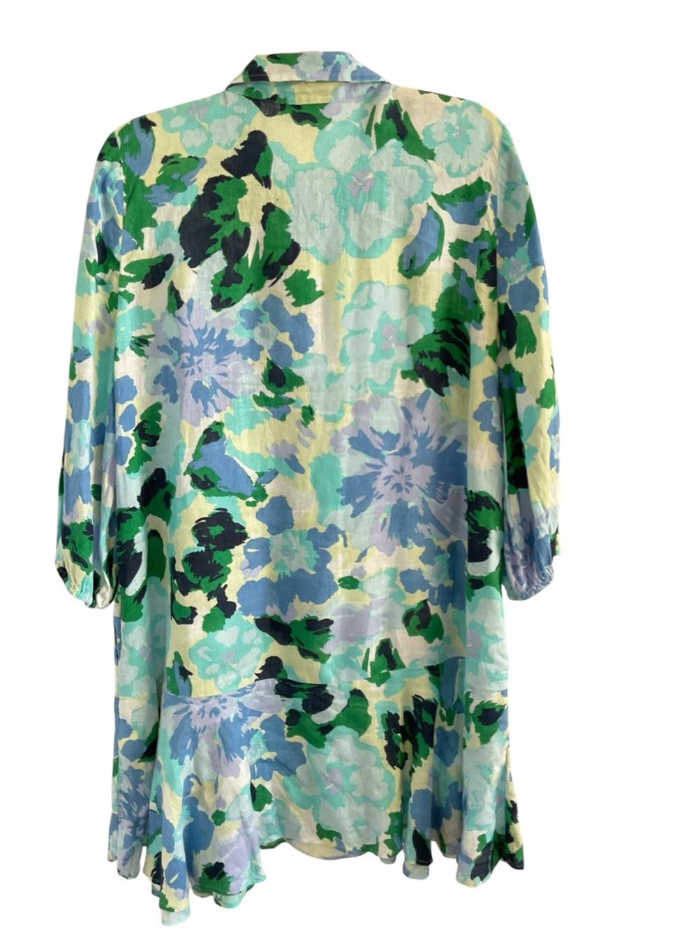 Charter Club Linen Floral Button-Front Dress in Aqua & Green - Picture 4 of 5